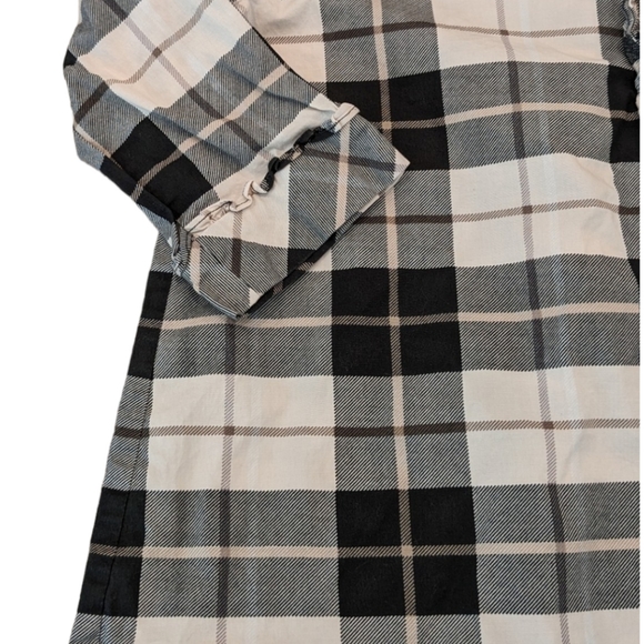 Kate Spade Cream Black Plaid Ruffle Button Popover Top Girls Size 14Y (XL) - Picture 4 of 8
